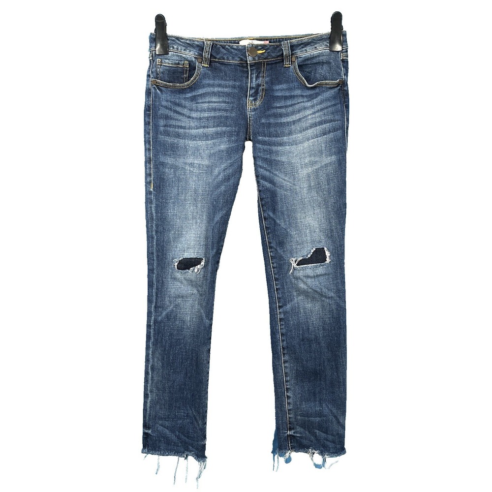 CABI Harlow Jeans MEDIUM BLUE Stretch Denim MID-RISE Straight Leg #6492 sz 4